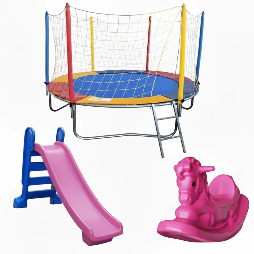Kit Parquinho Cama Elástica Pula Pula 2,30m + Escorregador + Gangorra - Oferta Mês das Crianças
