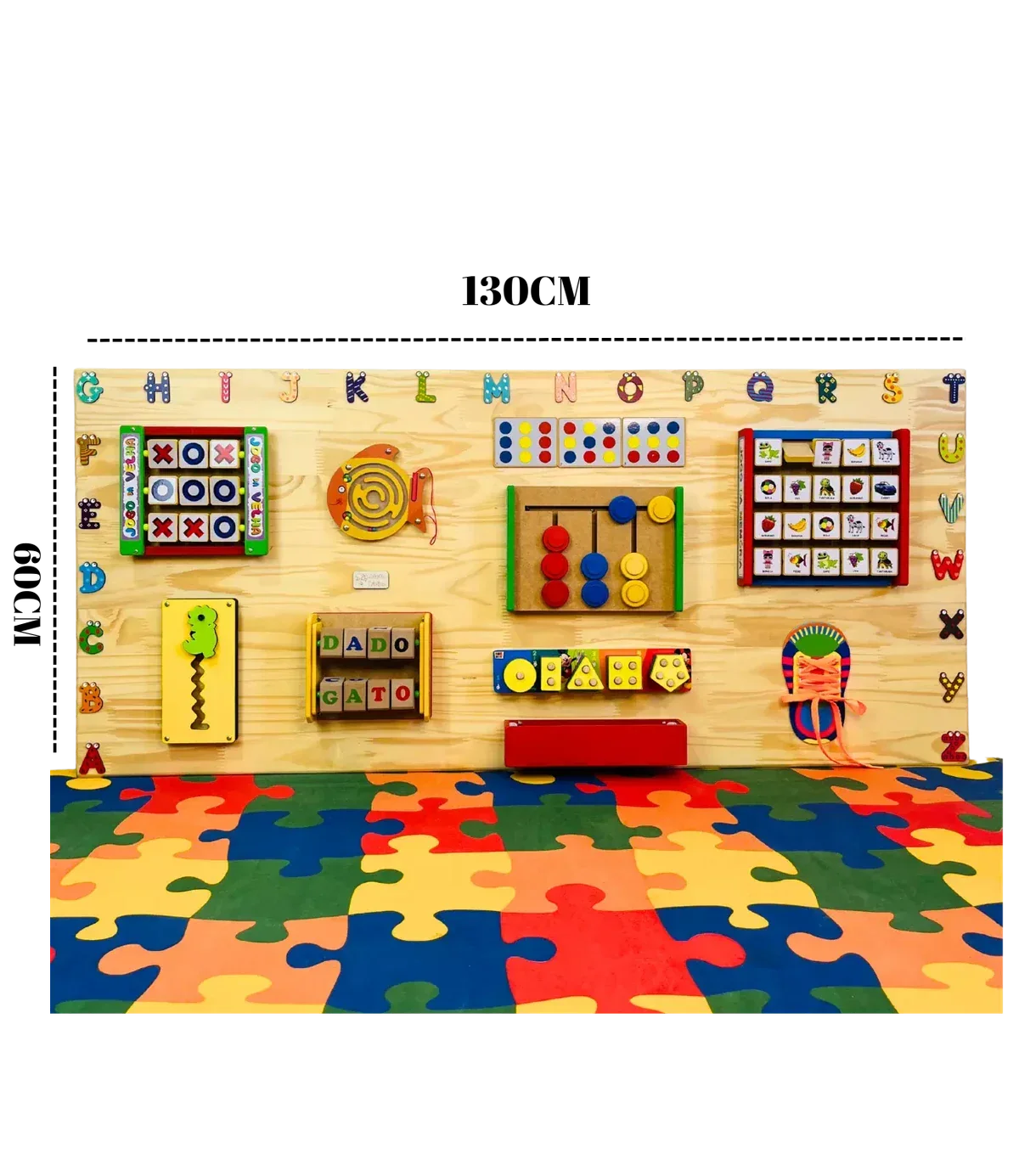 Painel Sensorial de Atividades 130x60cm - Modelo Raciocínio Lógico
