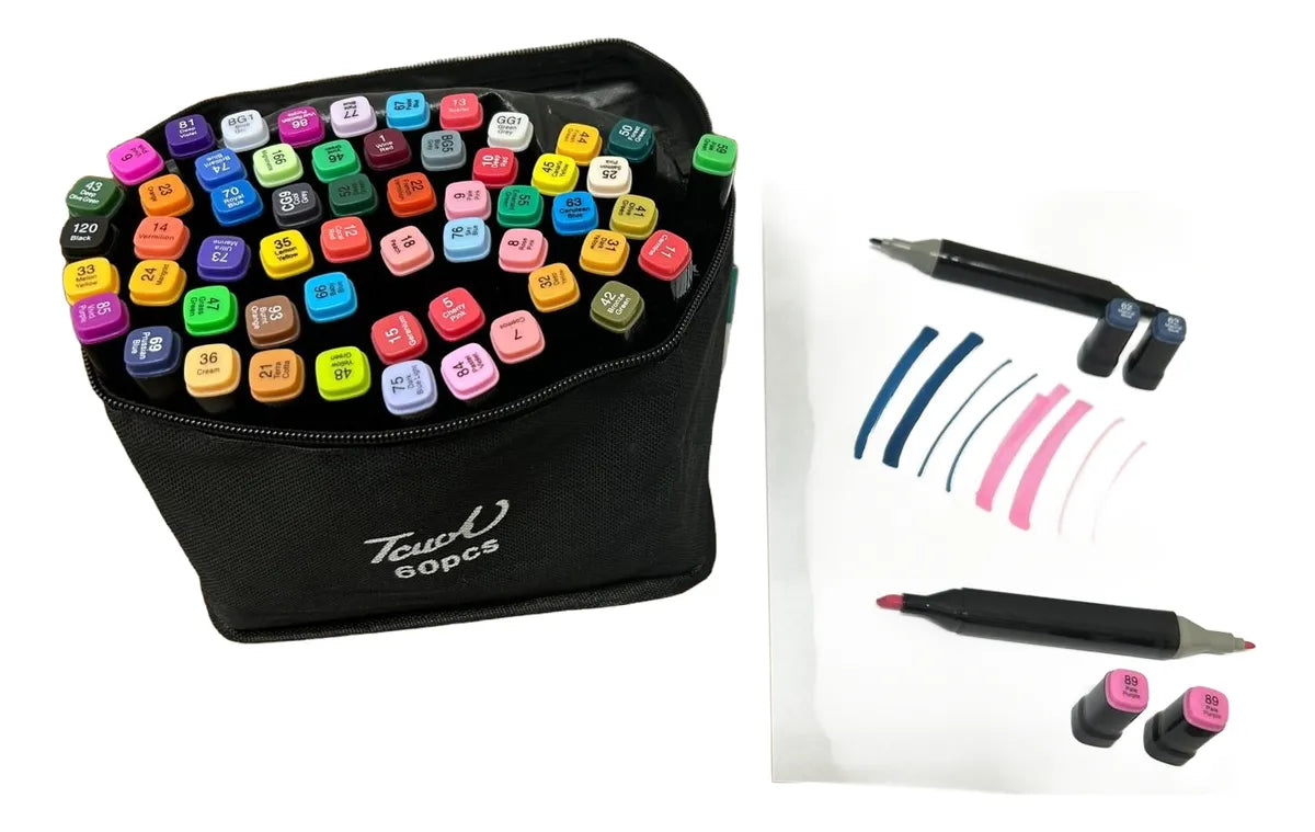 Conjunto De Canetas 60 Cores Ponta Dupla para Bobbie Goods