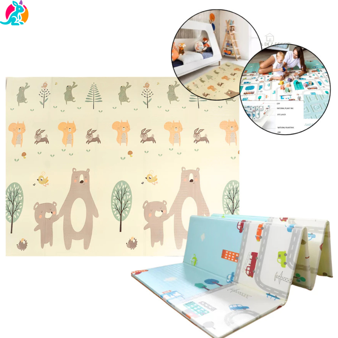Tapete de Atividades Infantil Dobrável Dupla Face JoyToy 200x180cm + Bolsa para Guardar