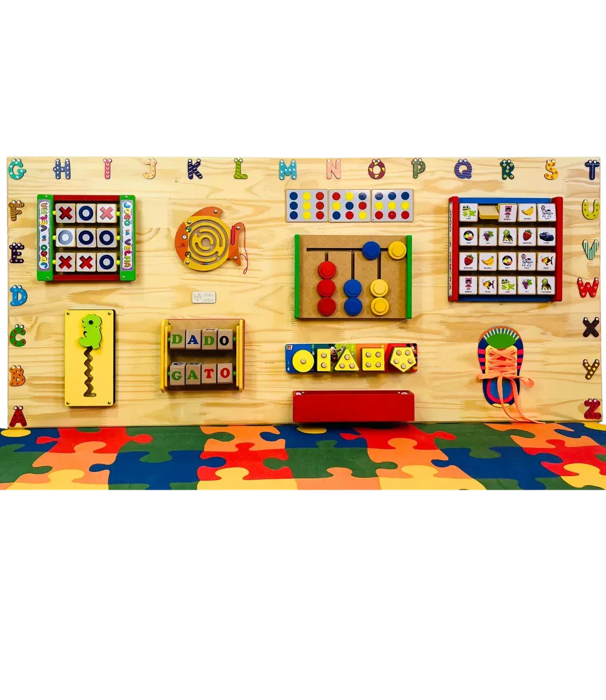 Painel Sensorial de Atividades 130x60cm - Modelo Raciocínio Lógico