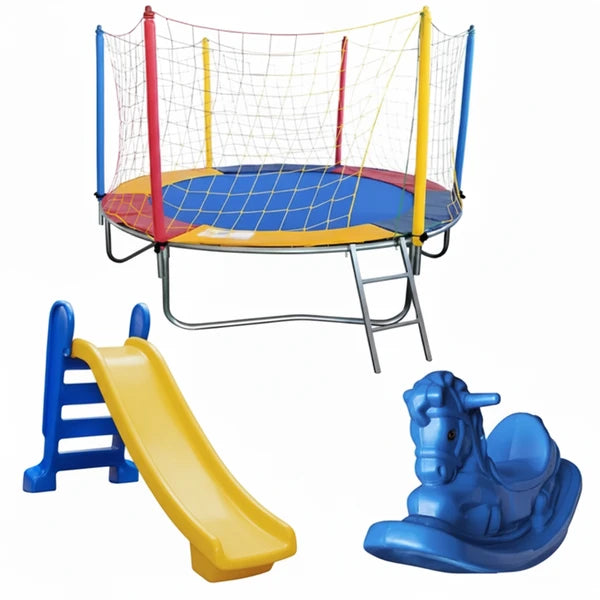 Kit Parquinho Cama Elástica Pula Pula 2,30m + Escorregador + Gangorra - Oferta Mês das Crianças