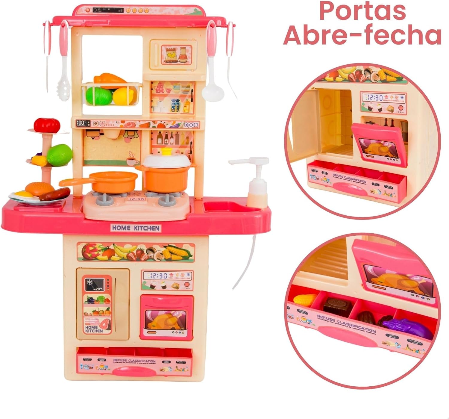 Cozinha Infantil de Brinquedo Grande Completa Solta Água e Som Com Acessórios Completa - Oferta Mês das Crianças