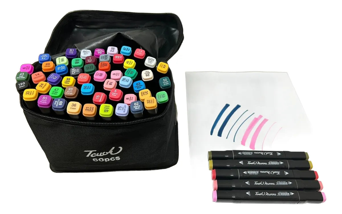 Conjunto De Canetas 60 Cores Ponta Dupla para Bobbie Goods