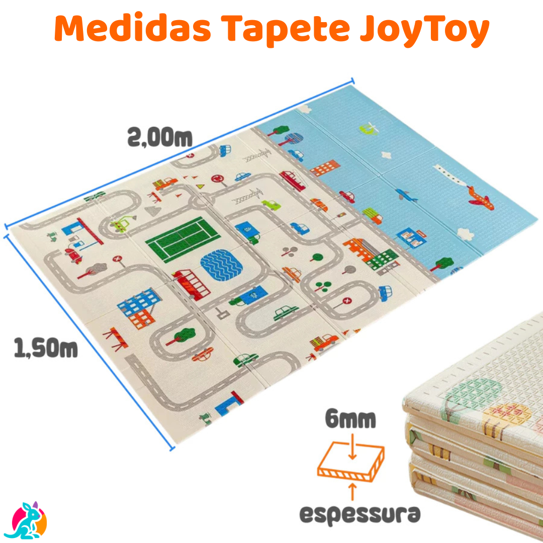 Tapete de Atividades Infantil Dobrável Dupla Face JoyToy 200x180cm + Bolsa para Guardar
