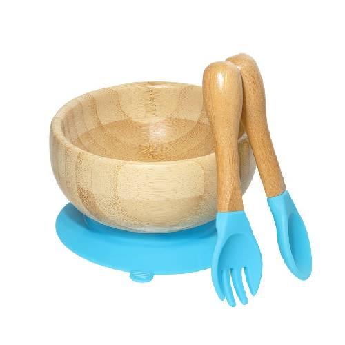 Tigela Alimentação Bambu - Tigela e Talheres (3 Peças)