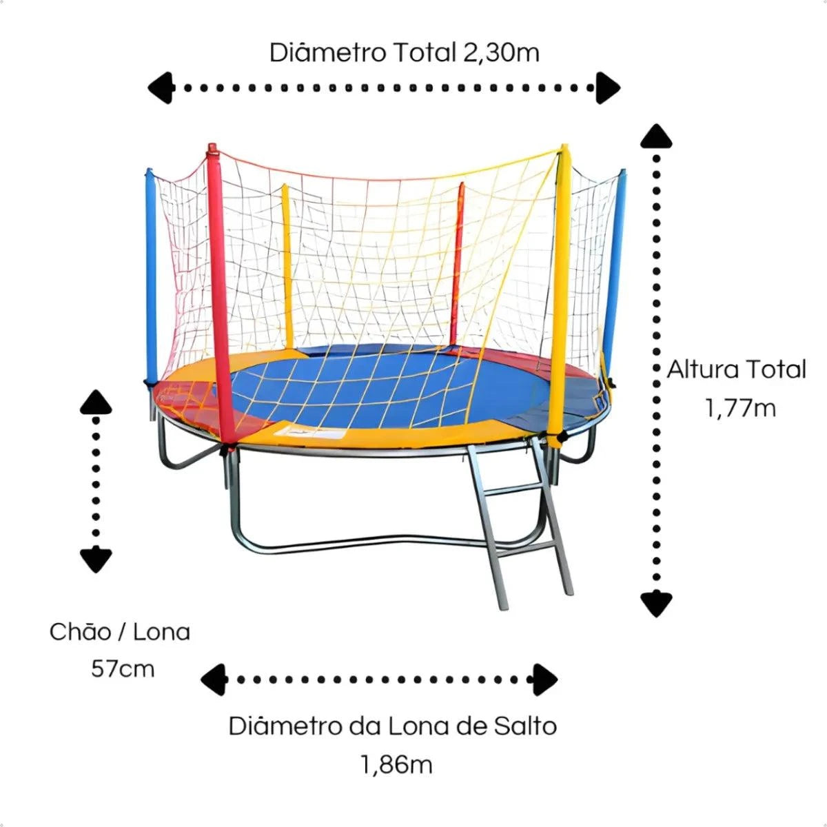 Kit Parquinho Cama Elástica Pula Pula 2,30m + Escorregador + Gangorra - Oferta Mês das Crianças