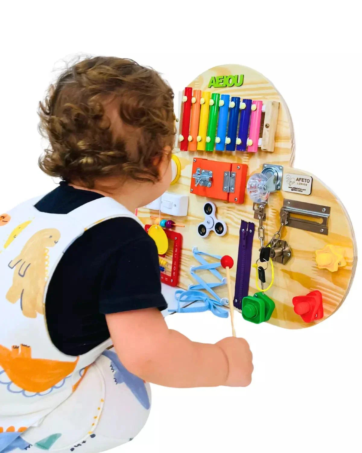 Painel Sensorial Montessori em Madeira Pinus - Modelo Nuvem 45x65