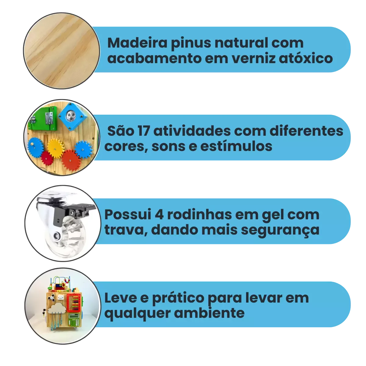 Cubo Sensorial Afeto 38x57cm com 17 atividades